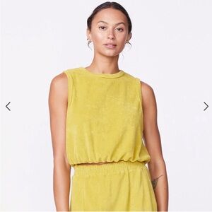 Monrow Avocado Sleeveless Terry Cloth Top